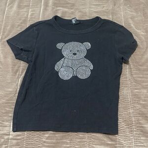 Forever 21 Black Kids' T-Shirt with Teddy Bear Design